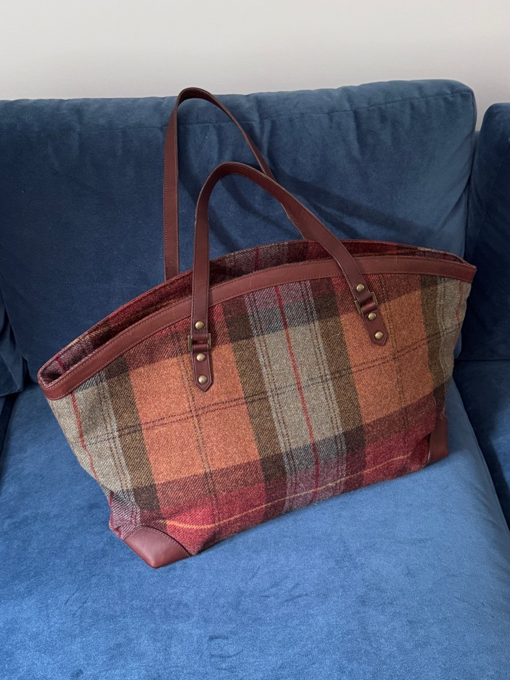 Rare‎ -Ralph Lauren Wool Plaid Multi color Large Tote Bag